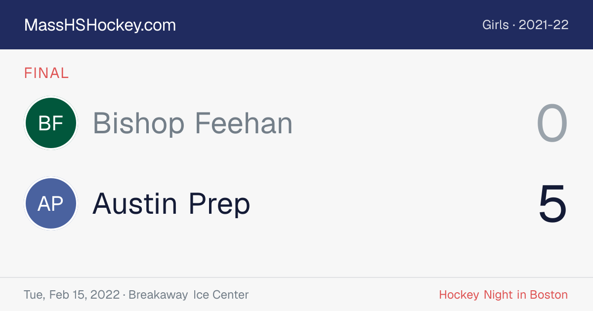Bishop Feehan at Austin Prep score card