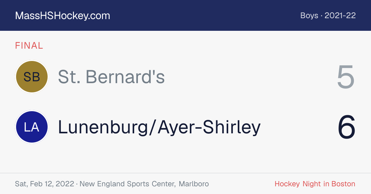 St. Bernard's at Lunenburg/Ayer-Shirley score card