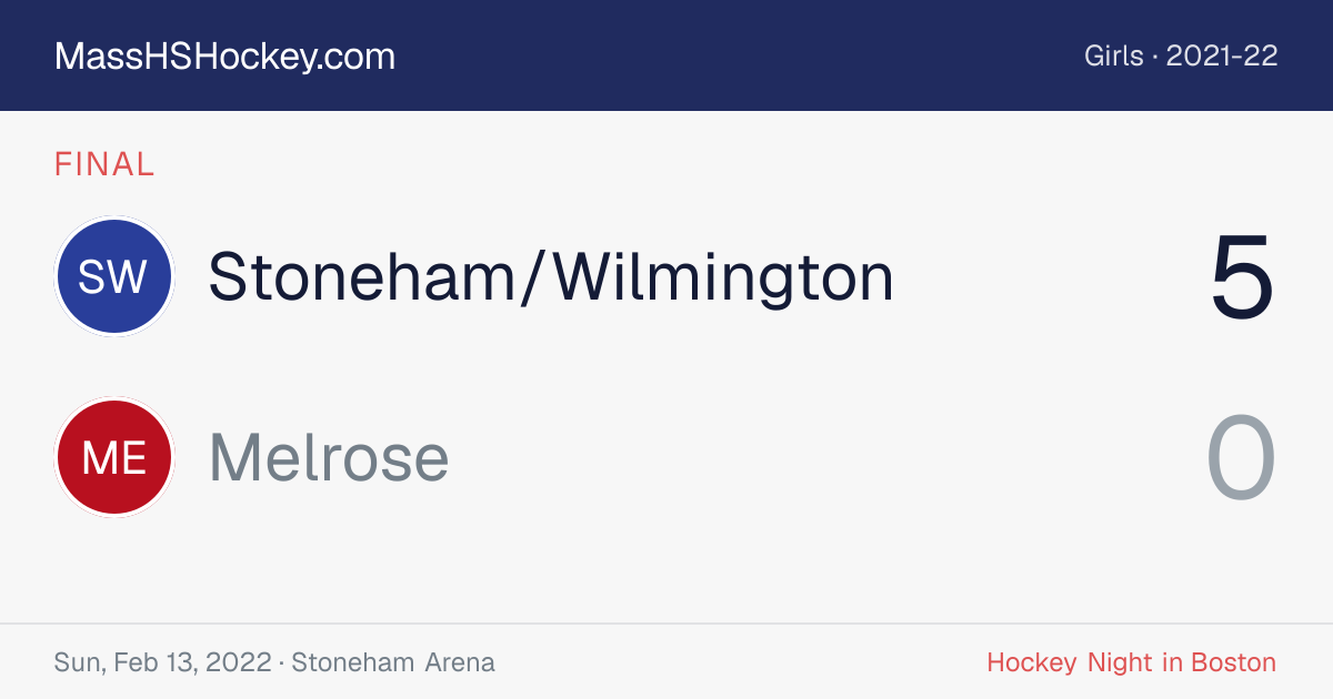Stoneham/Wilmington at Melrose score card