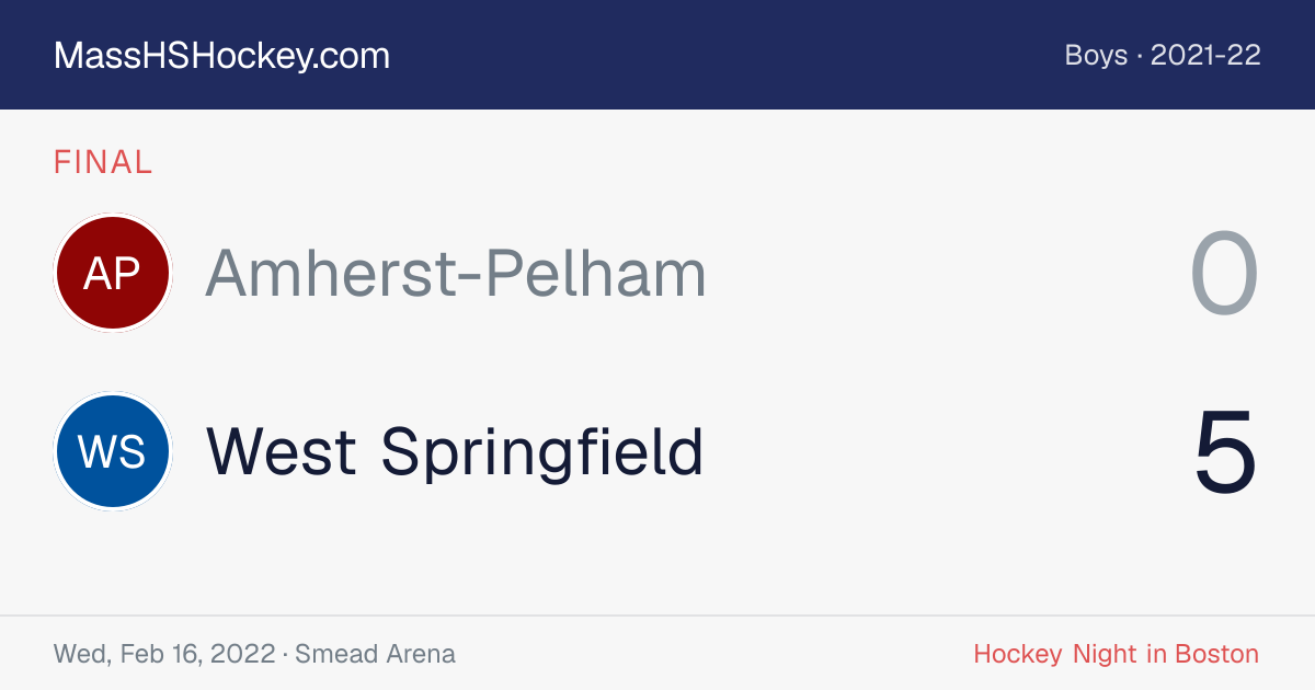Amherst-Pelham at West Springfield score card