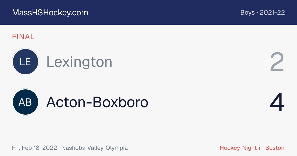 Lexington at Acton-Boxboro score card