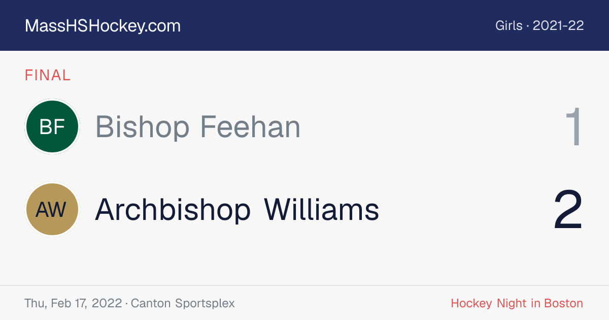 Bishop Feehan at Archbishop Williams score card