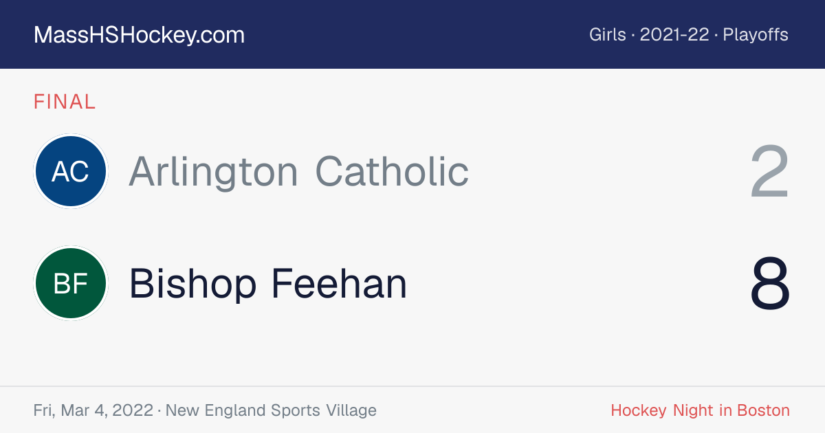 Arlington Catholic at Bishop Feehan score card