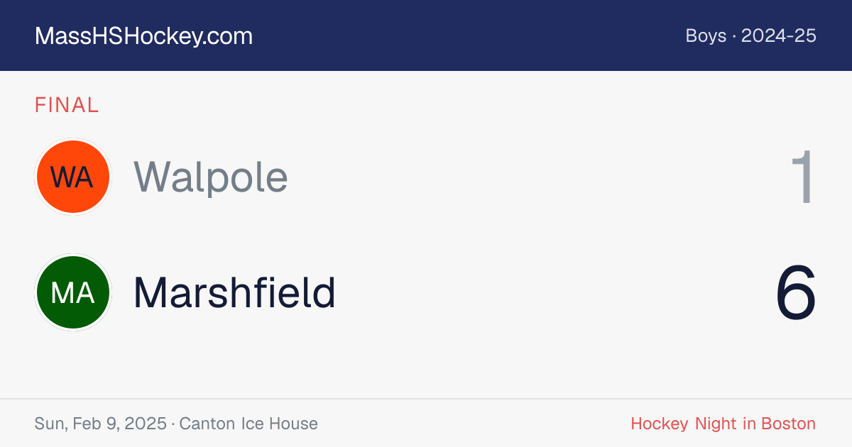 Walpole at Marshfield score card