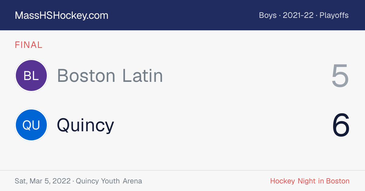 Boston Latin at Quincy score card