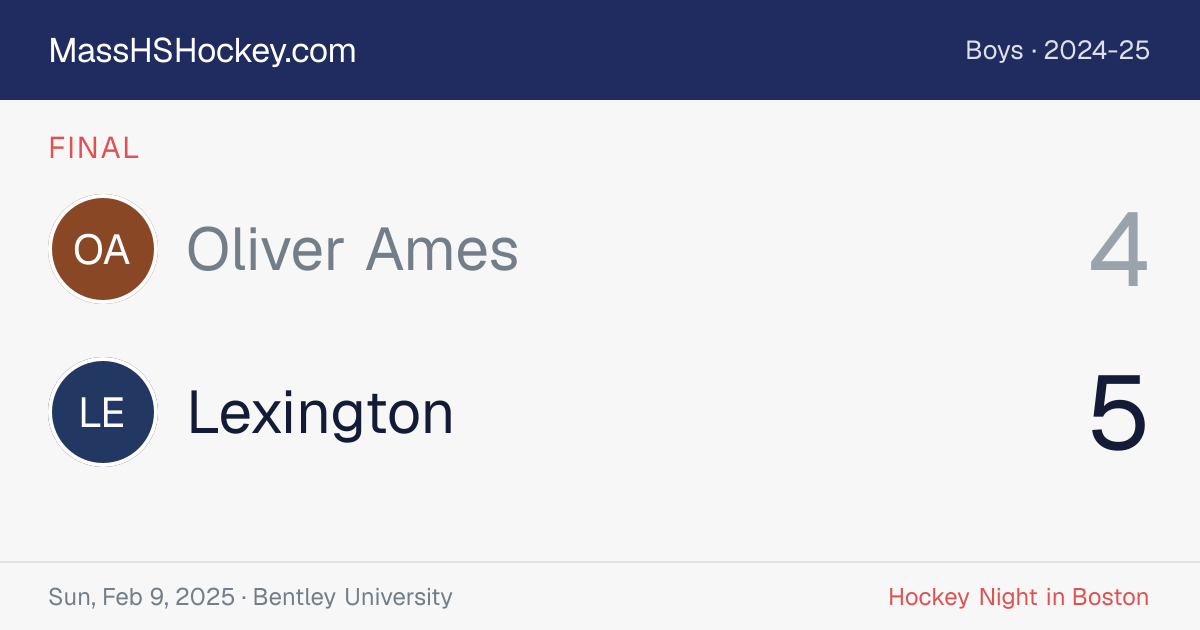 Oliver Ames at Lexington score card
