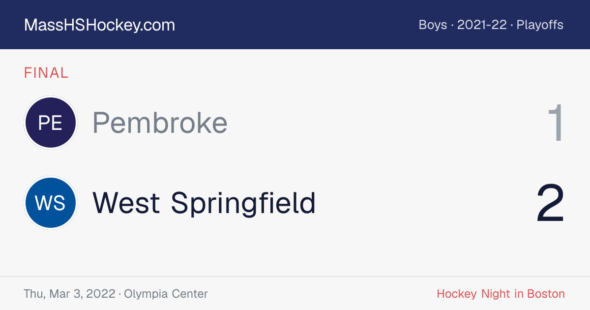Pembroke at West Springfield score card