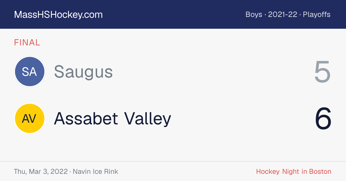 Saugus at Assabet Valley score card