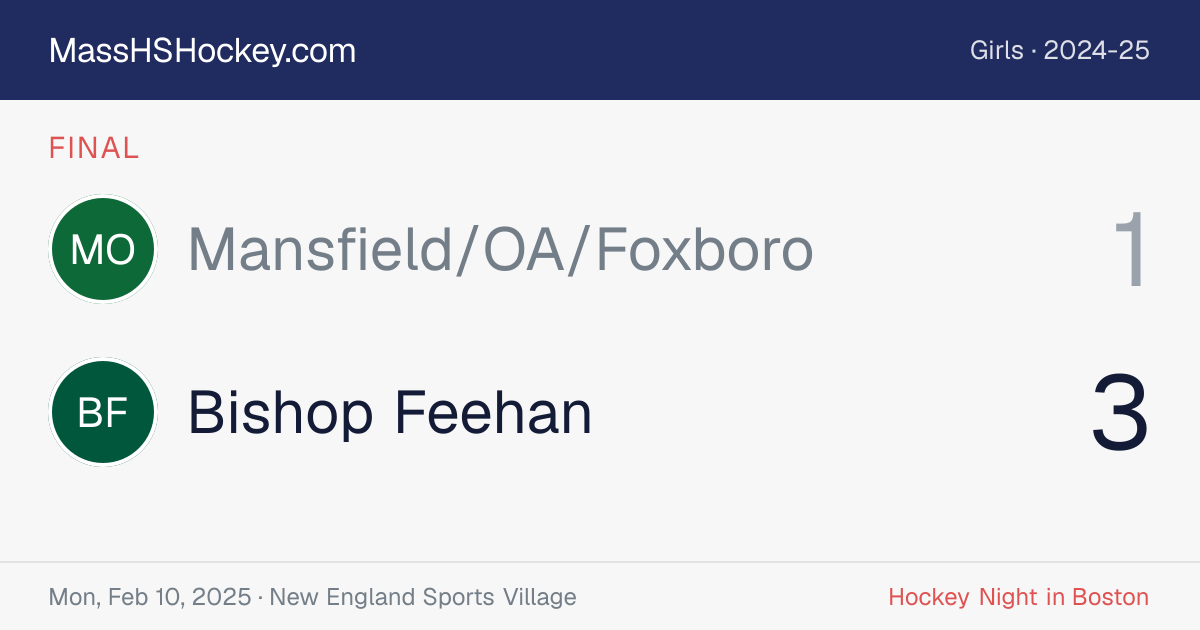 Mansfield/OA/Foxboro at Bishop Feehan score card