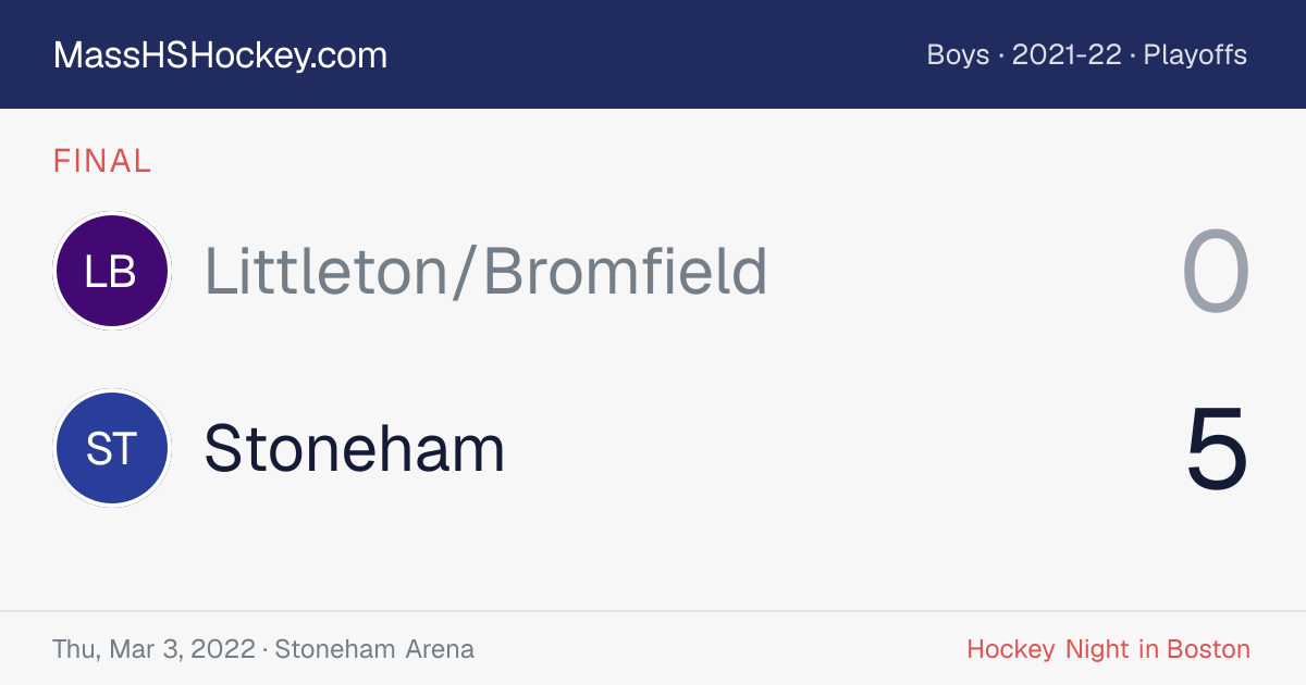 Littleton/Bromfield at Stoneham score card