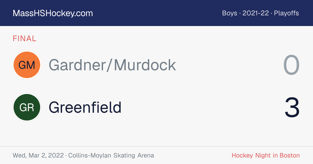 Gardner/Murdock at Greenfield score card