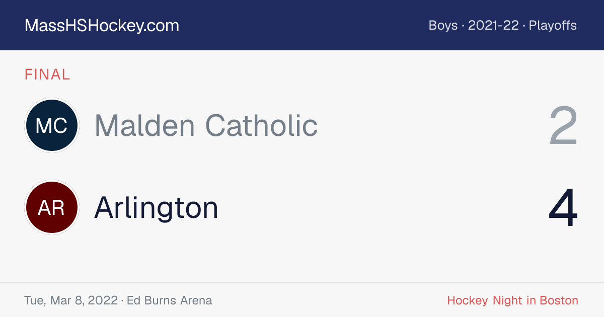 Malden Catholic at Arlington score card