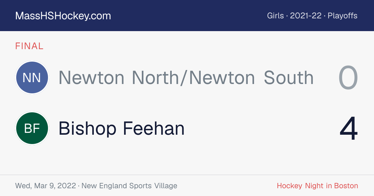 Newton North/Newton South at Bishop Feehan score card
