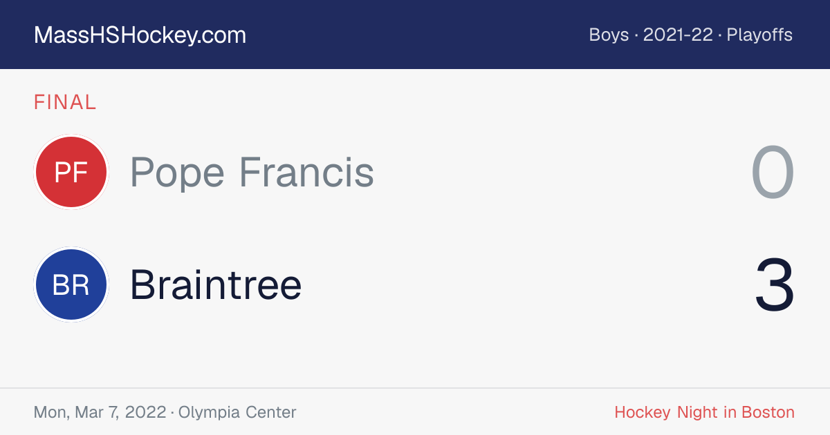 Pope Francis at Braintree score card
