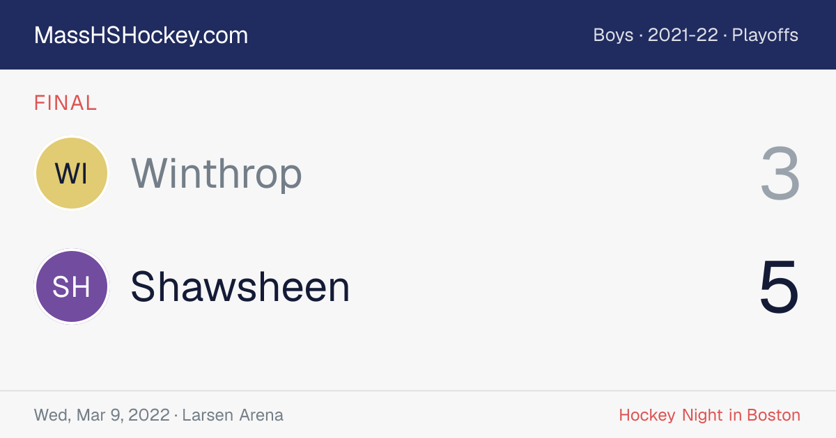 Winthrop at Shawsheen score card