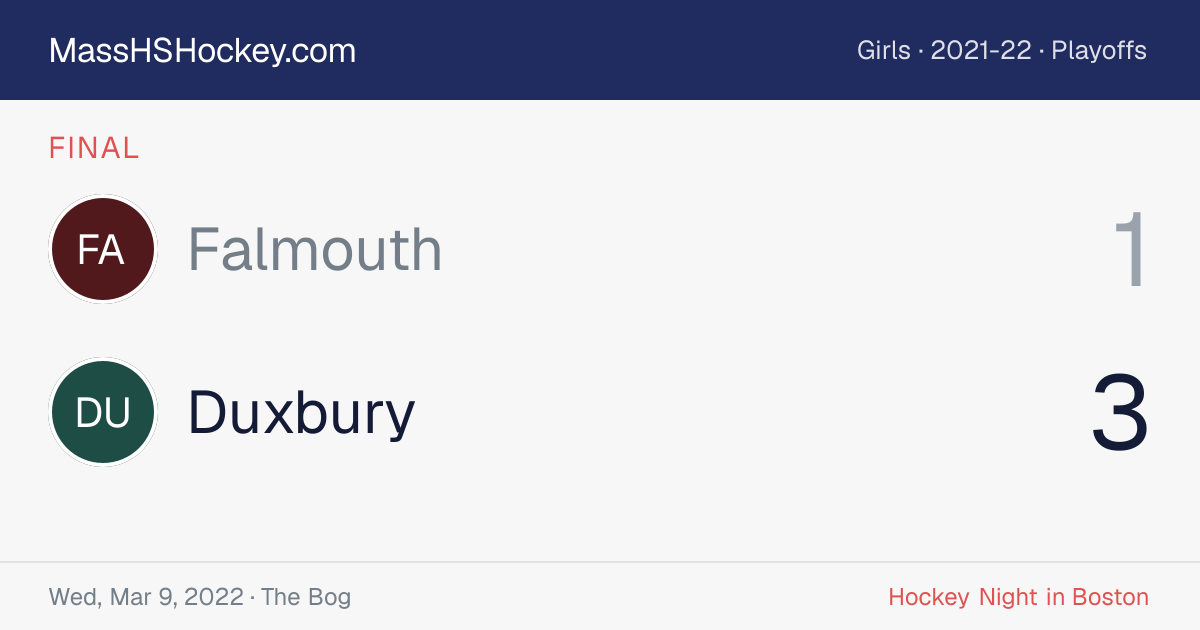 Falmouth at Duxbury score card