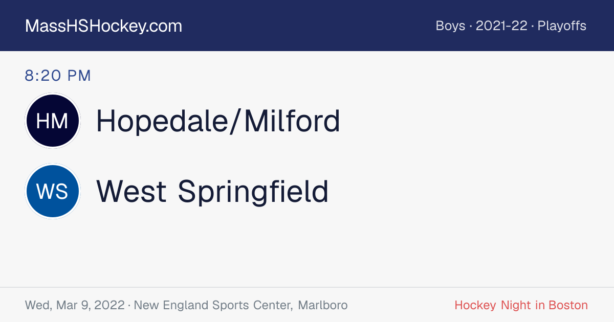 Hopedale/Milford at West Springfield score card