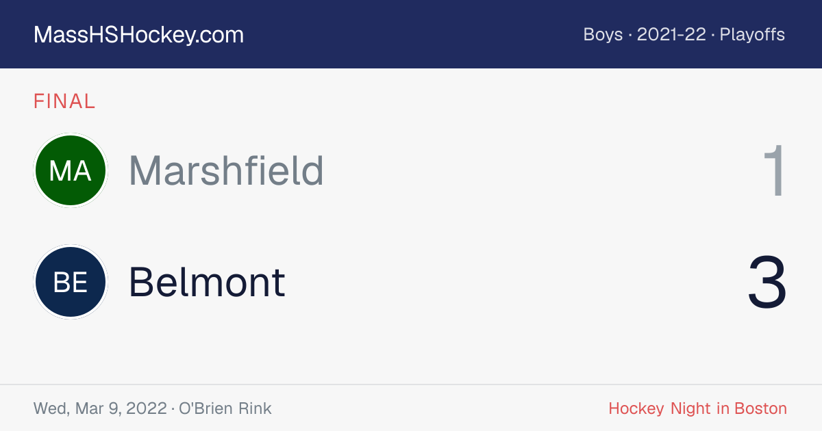 Marshfield at Belmont score card