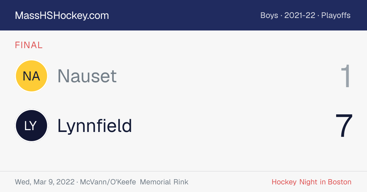 Nauset at Lynnfield score card