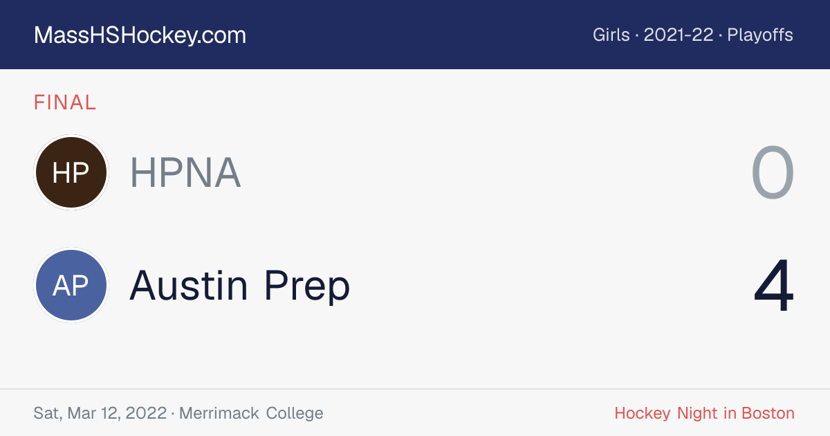 HPNA at Austin Prep score card