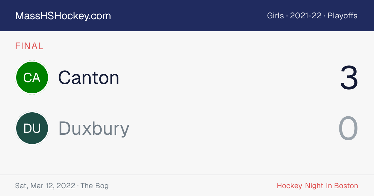 Canton at Duxbury score card
