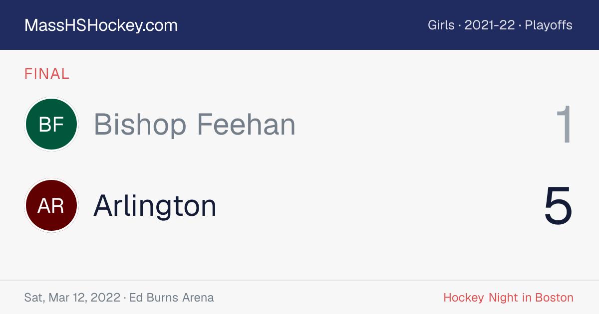 Bishop Feehan at Arlington score card