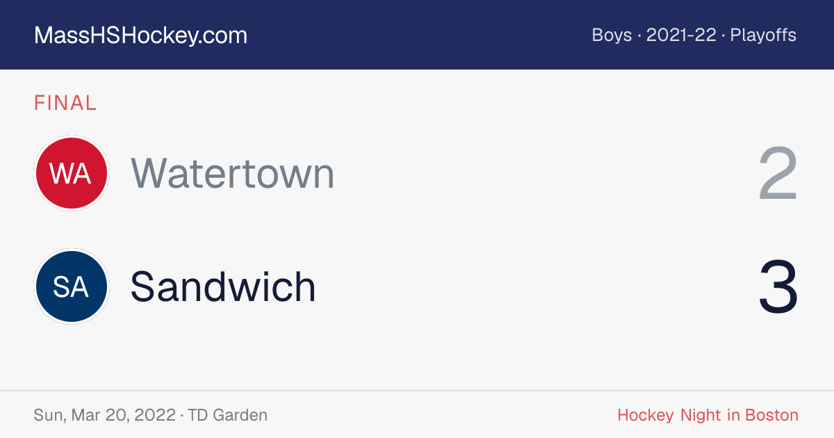 Watertown at Sandwich score card