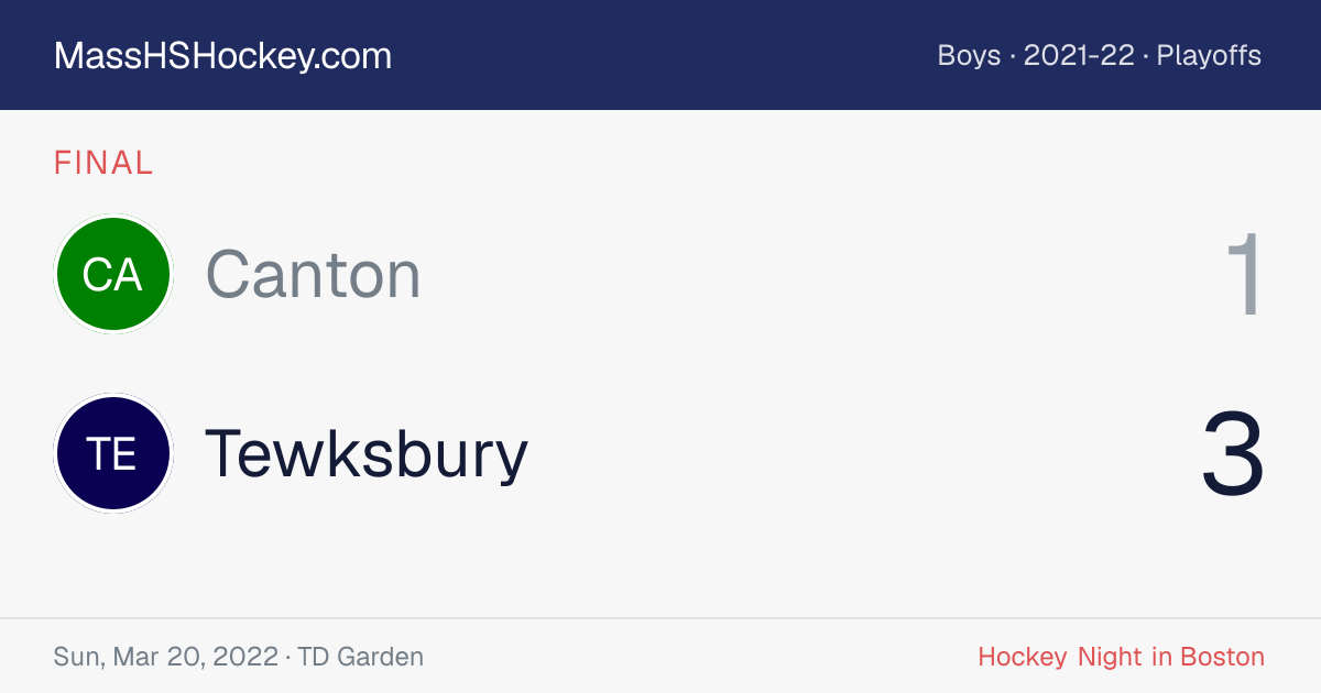 Canton at Tewksbury score card