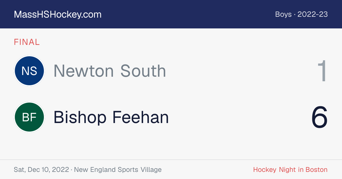 Newton South at Bishop Feehan score card