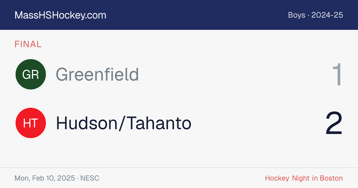 Greenfield at Hudson/Tahanto score card