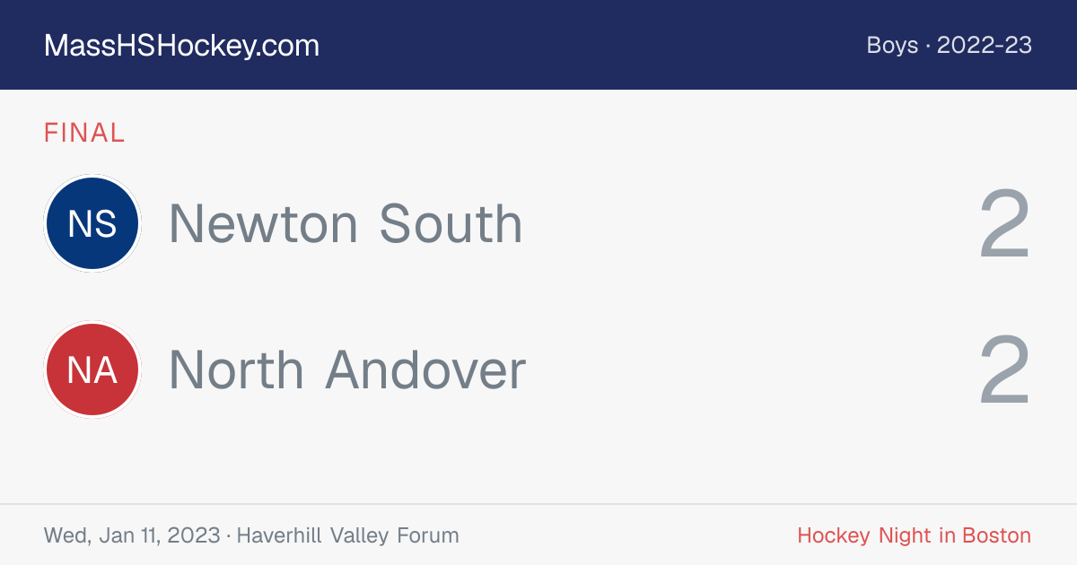 Newton South at North Andover score card