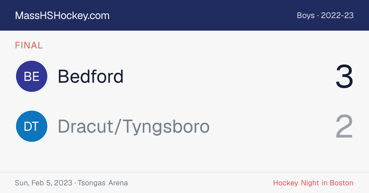 Bedford at Dracut/Tyngsboro score card