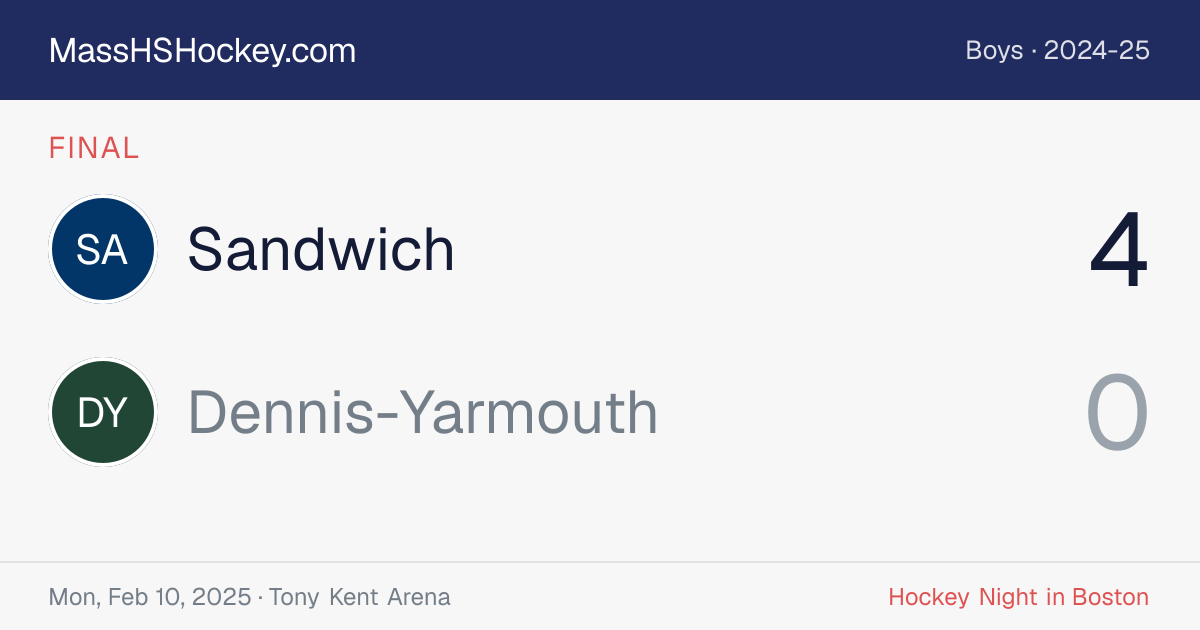 Sandwich at Dennis-Yarmouth score card