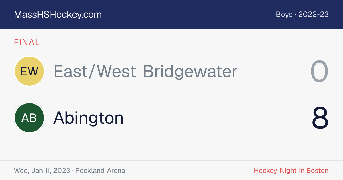 East/West Bridgewater at Abington score card