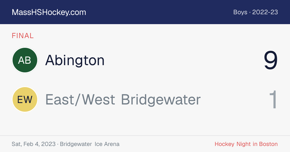 Abington at East/West Bridgewater score card