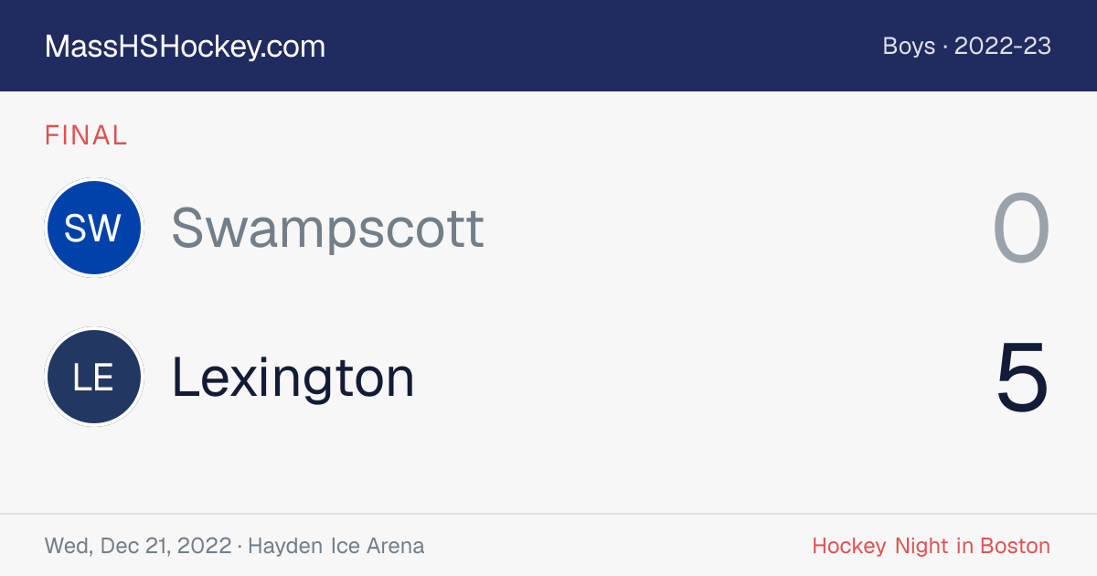 Swampscott at Lexington score card