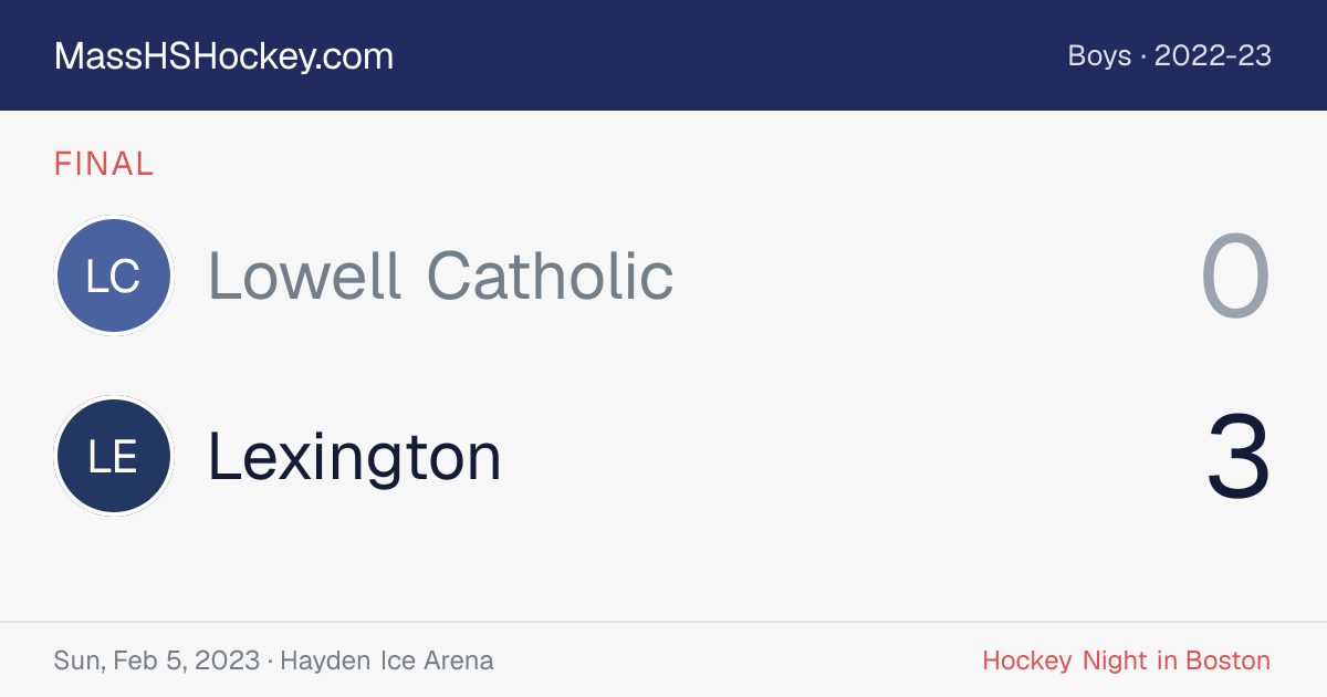 Lowell Catholic at Lexington score card