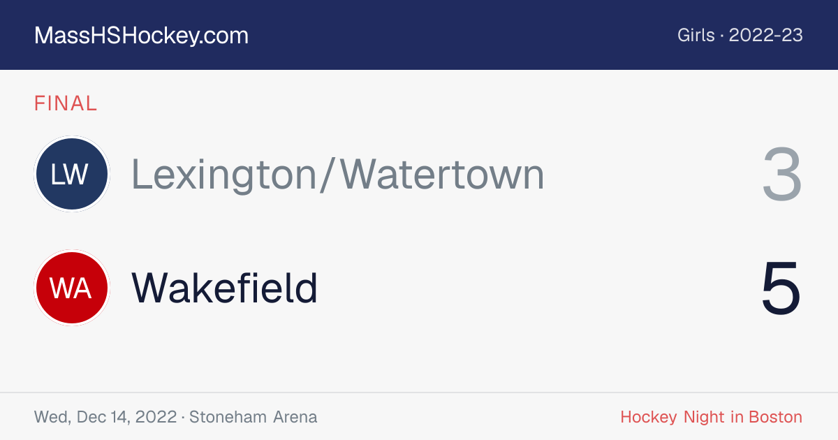 Lexington/Watertown at Wakefield score card