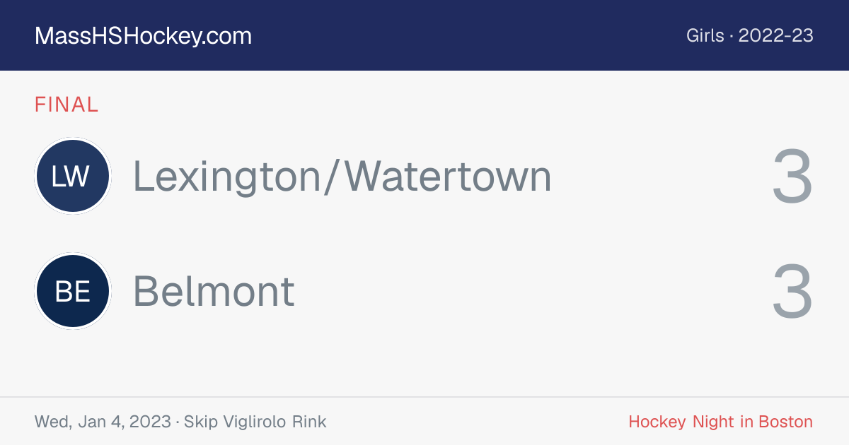 Lexington/Watertown at Belmont score card