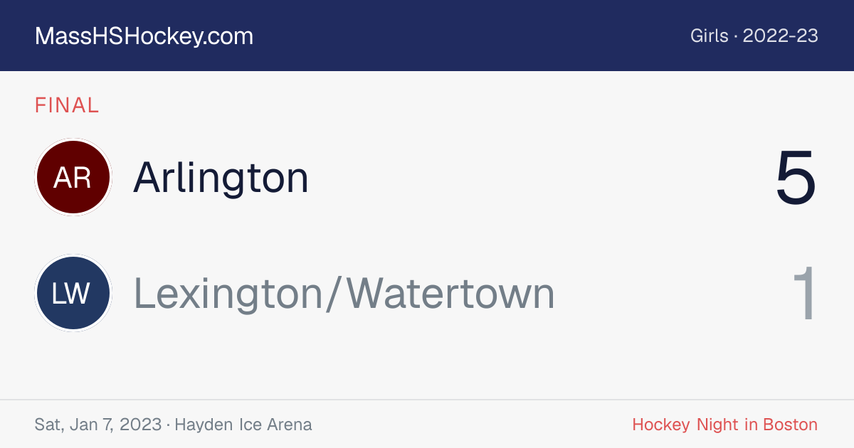 Arlington at Lexington/Watertown score card