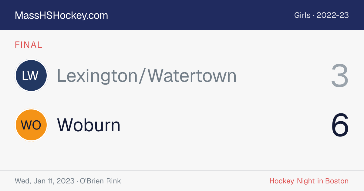 Lexington/Watertown at Woburn score card
