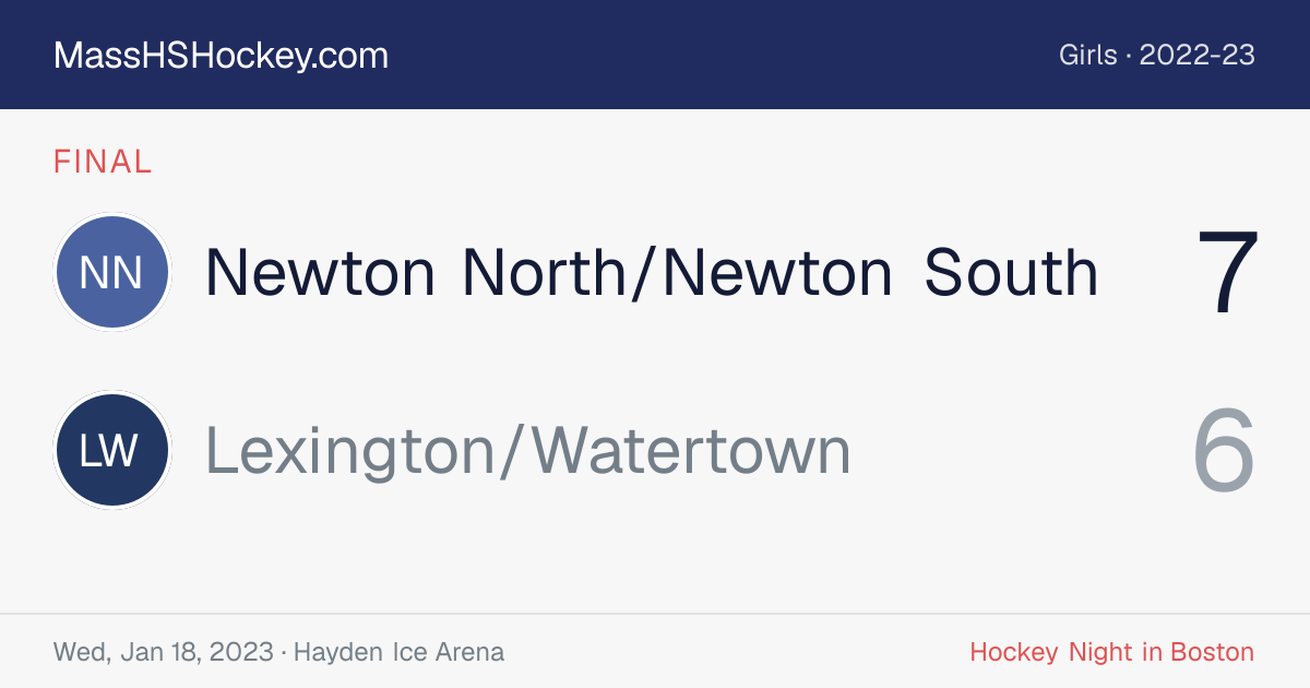 Newton North/Newton South at Lexington/Watertown score card