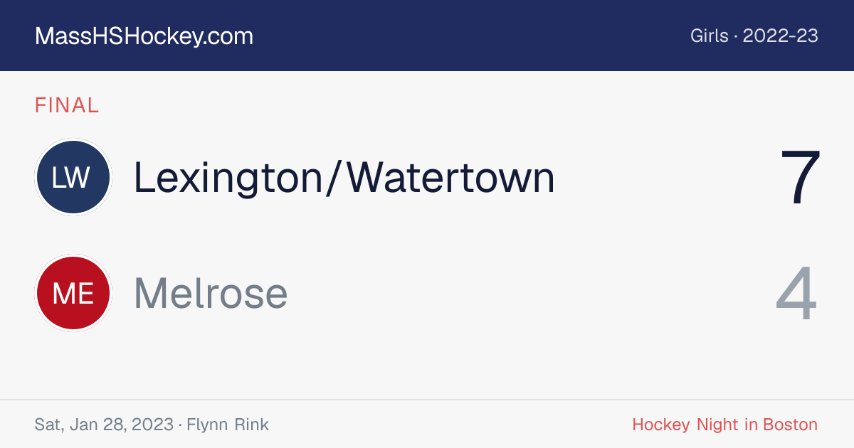 Lexington/Watertown at Melrose score card