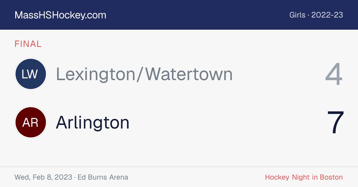 Lexington/Watertown at Arlington score card