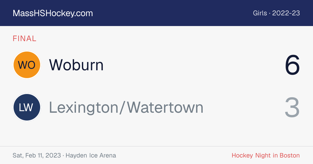 Woburn at Lexington/Watertown score card