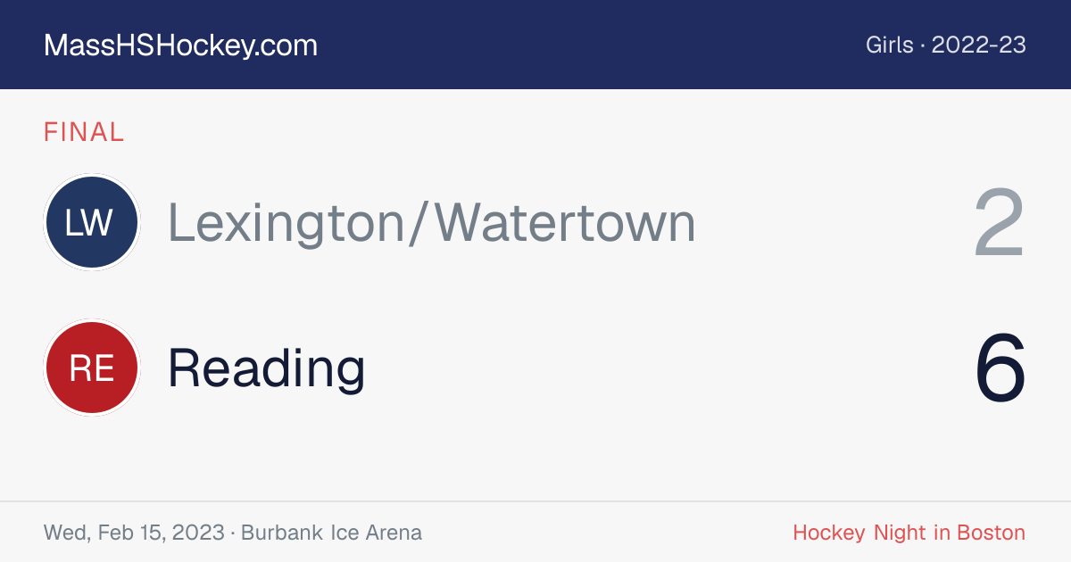 Lexington/Watertown at Reading score card