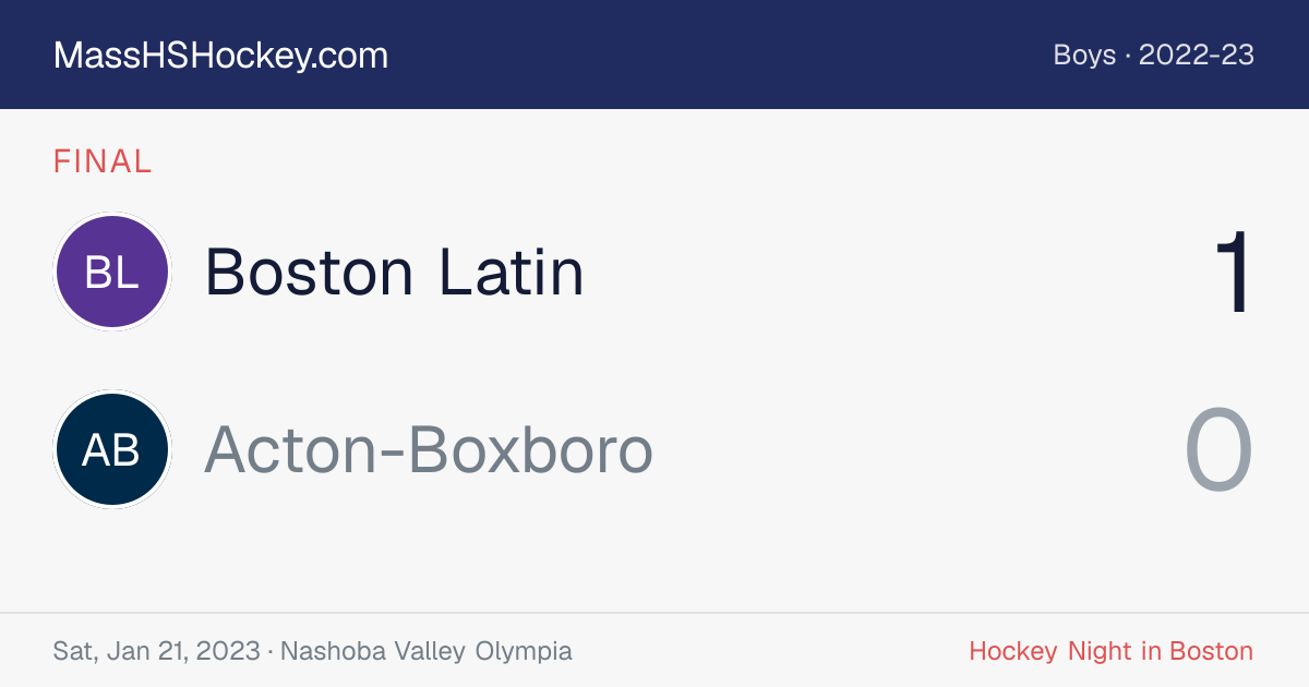 Boston Latin at Acton-Boxboro score card