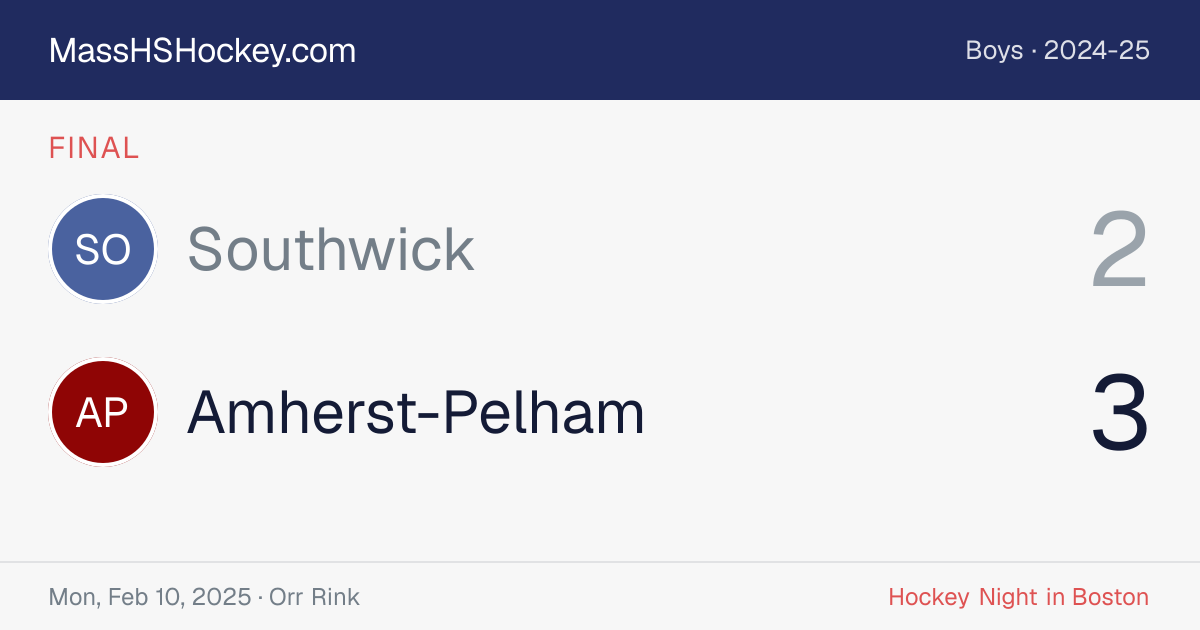 Southwick at Amherst-Pelham score card