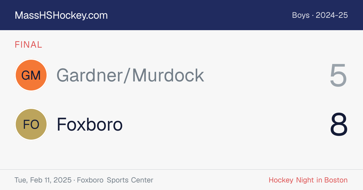 Gardner/Murdock at Foxboro score card