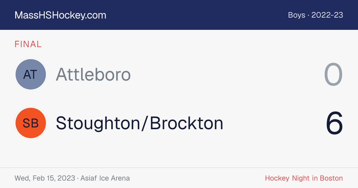 Attleboro at Stoughton/Brockton score card